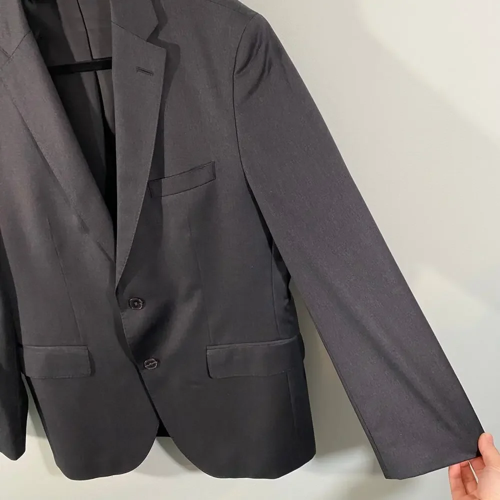 BOSS Hugo Boss Men's Dark Grey Reda Super 100 Virgin Wool Blazer Size 40S
